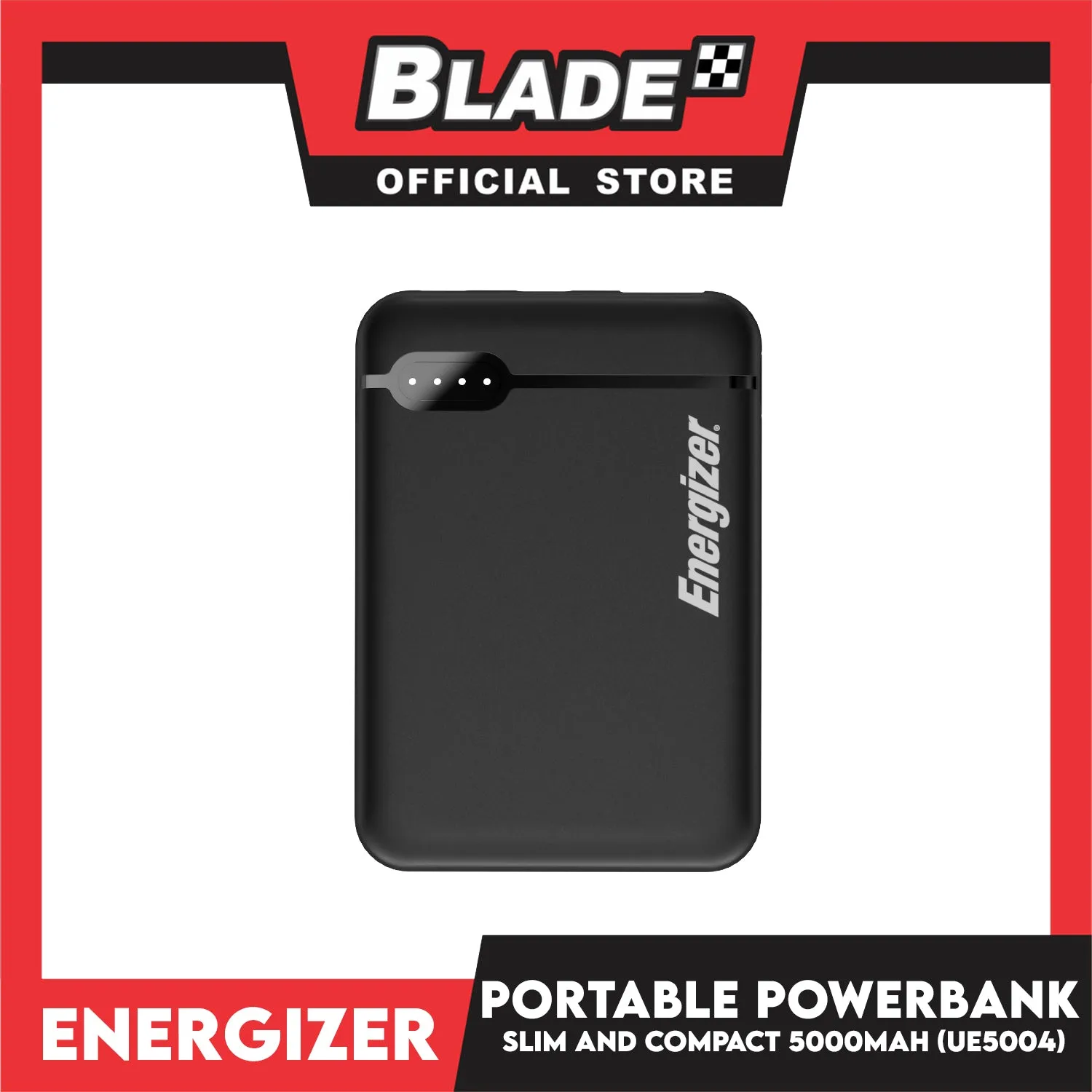 Energizer Power Bank 5000mAh UE5004 (Black) Slim Compact, Fast Charge 2.1A For Smartphones and More