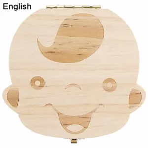 English Wooden Tooth Box Baby Milk Teeth Organizer Boy & Girl