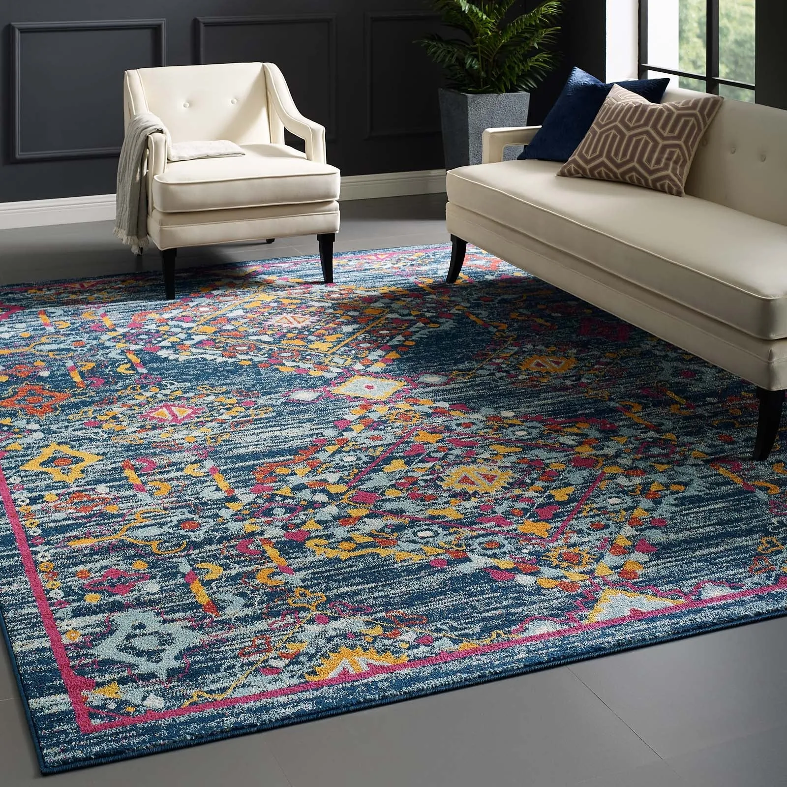 ENTOURAGE KHALIDA DISTRESSED FLORAL LATTICE