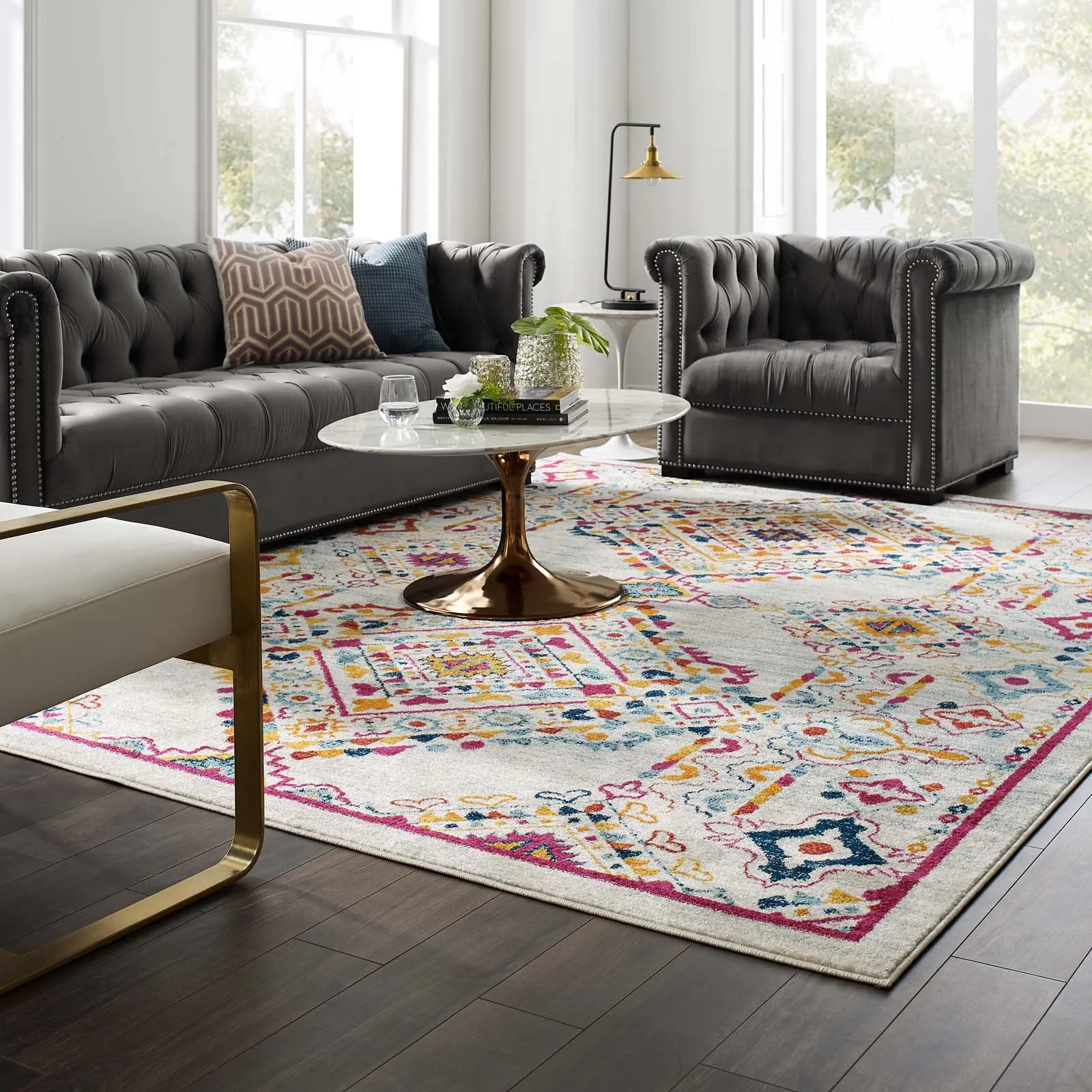 ENTOURAGE KHALIDA DISTRESSED FLORAL LATTICE
