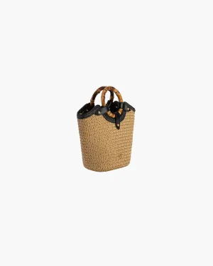 Eric Javits Mini My Way Bag in Natural and Black