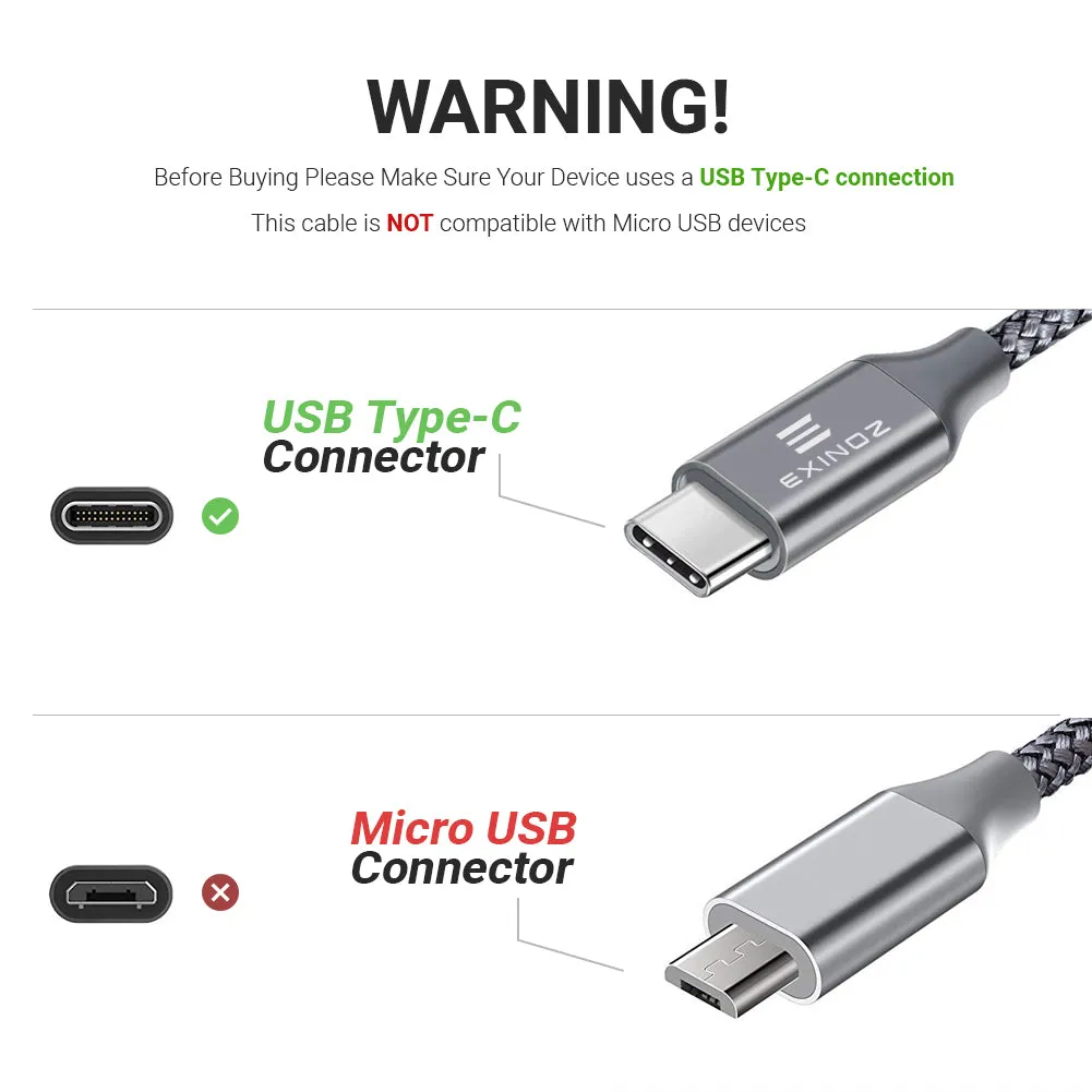 Exinoz USB Type C Cable Fast Charging USB C Cable (3 Pack Bundle   1 Bonus)