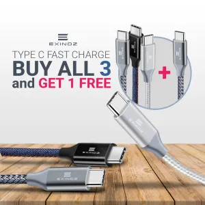 Exinoz USB Type C Cable Fast Charging USB C Cable (3 Pack Bundle   1 Bonus)