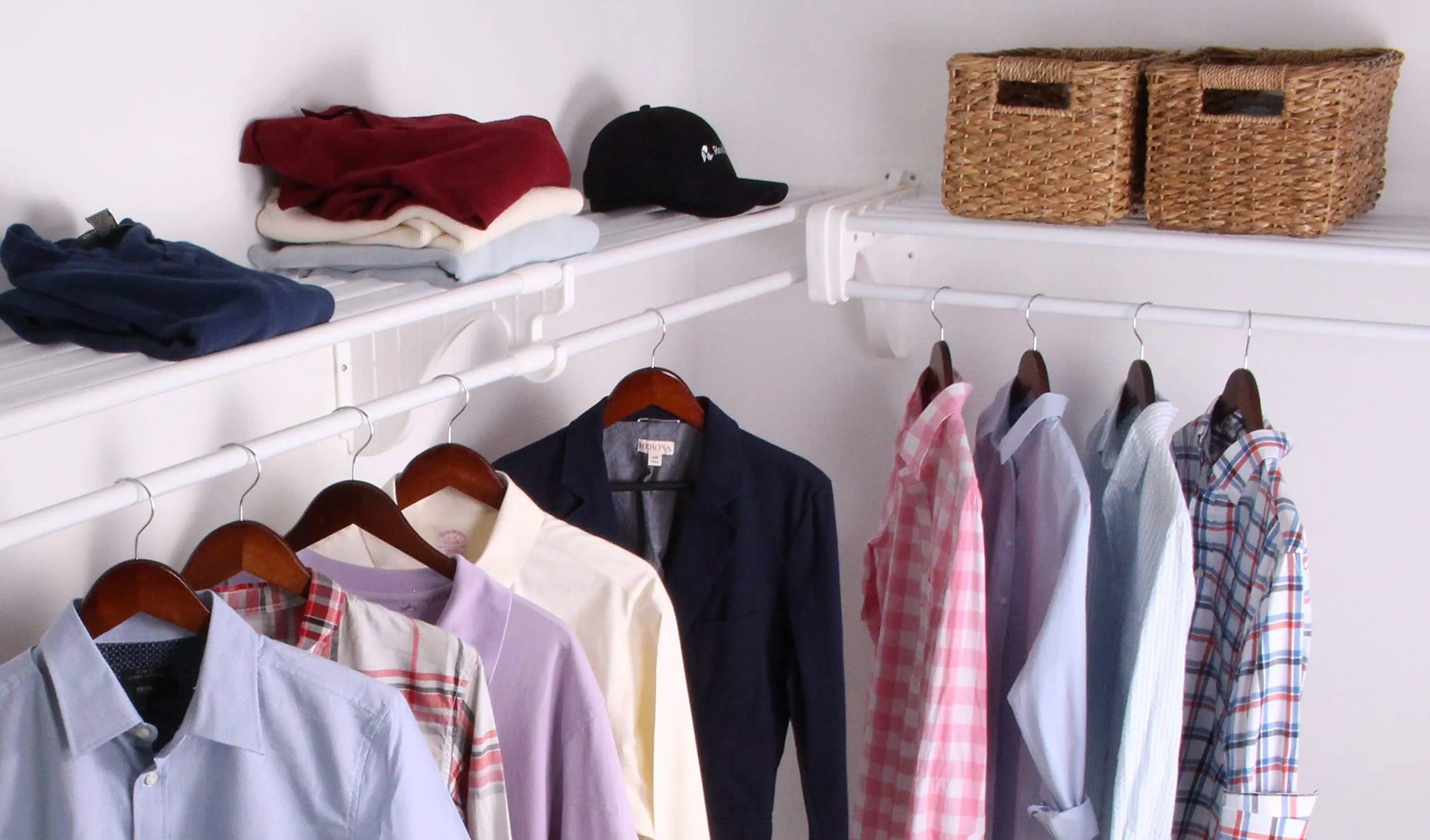 EZ Shelf - DIY Closet Organizer Kit - Expandable to 12.2 ft. of Hanging & Shelf space - White