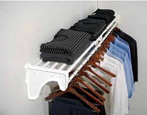 EZ Shelf - DIY Closet Organizer Kit - Expandable to 12.2 ft. of Hanging & Shelf space - White
