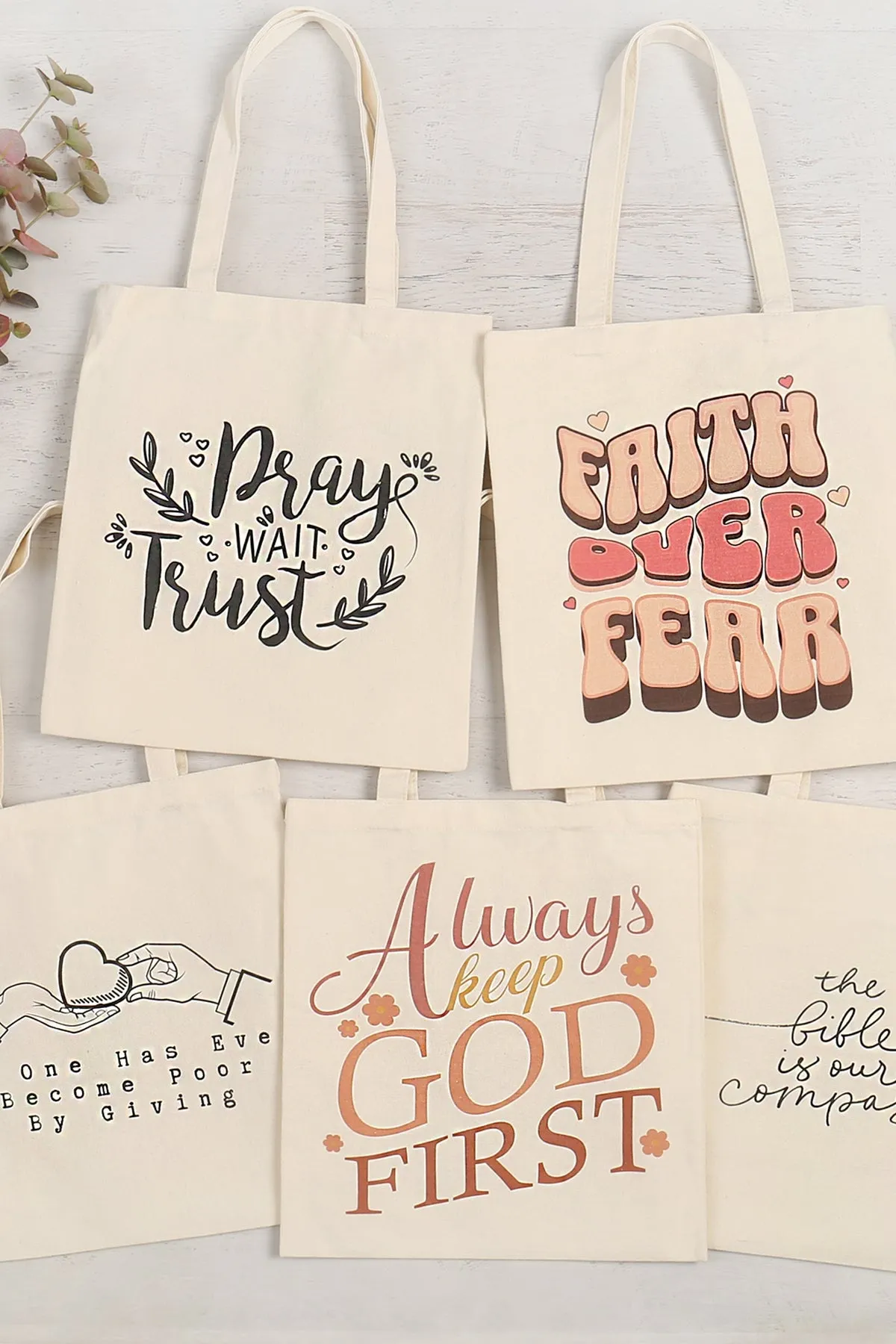 FAITH OVER FEAR PRINT TOTE BAG