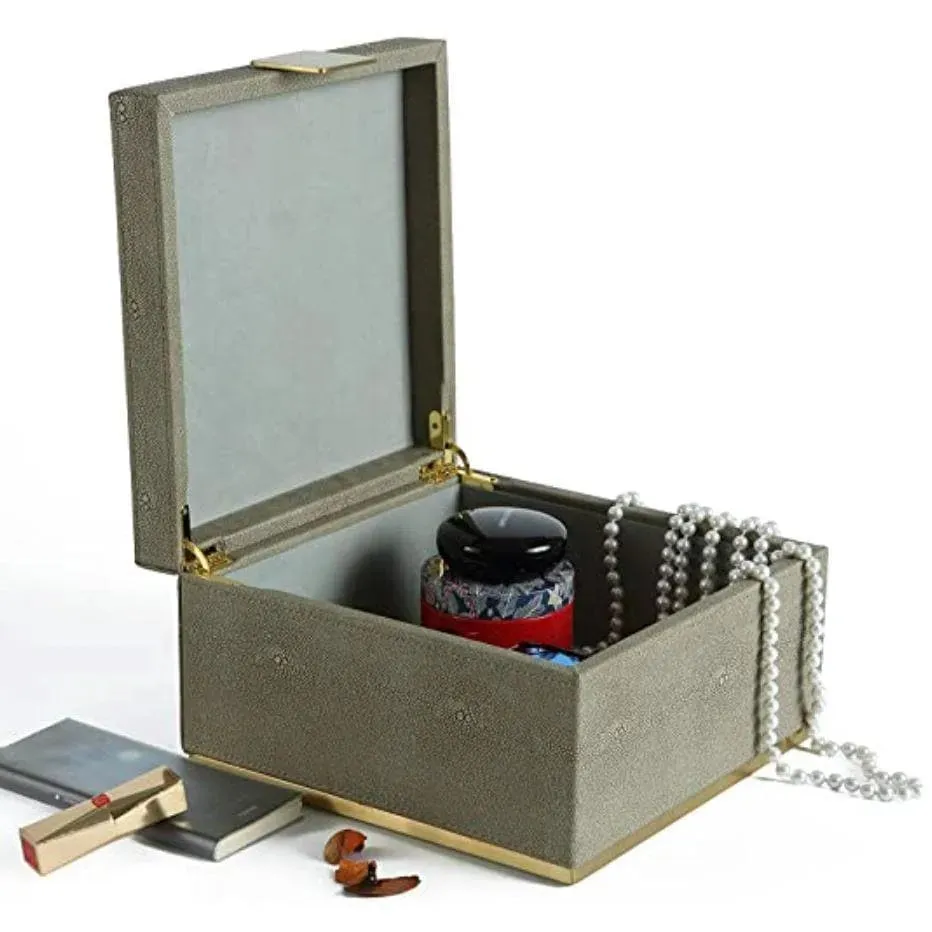 Faux Shagreen Leather Square Organizer