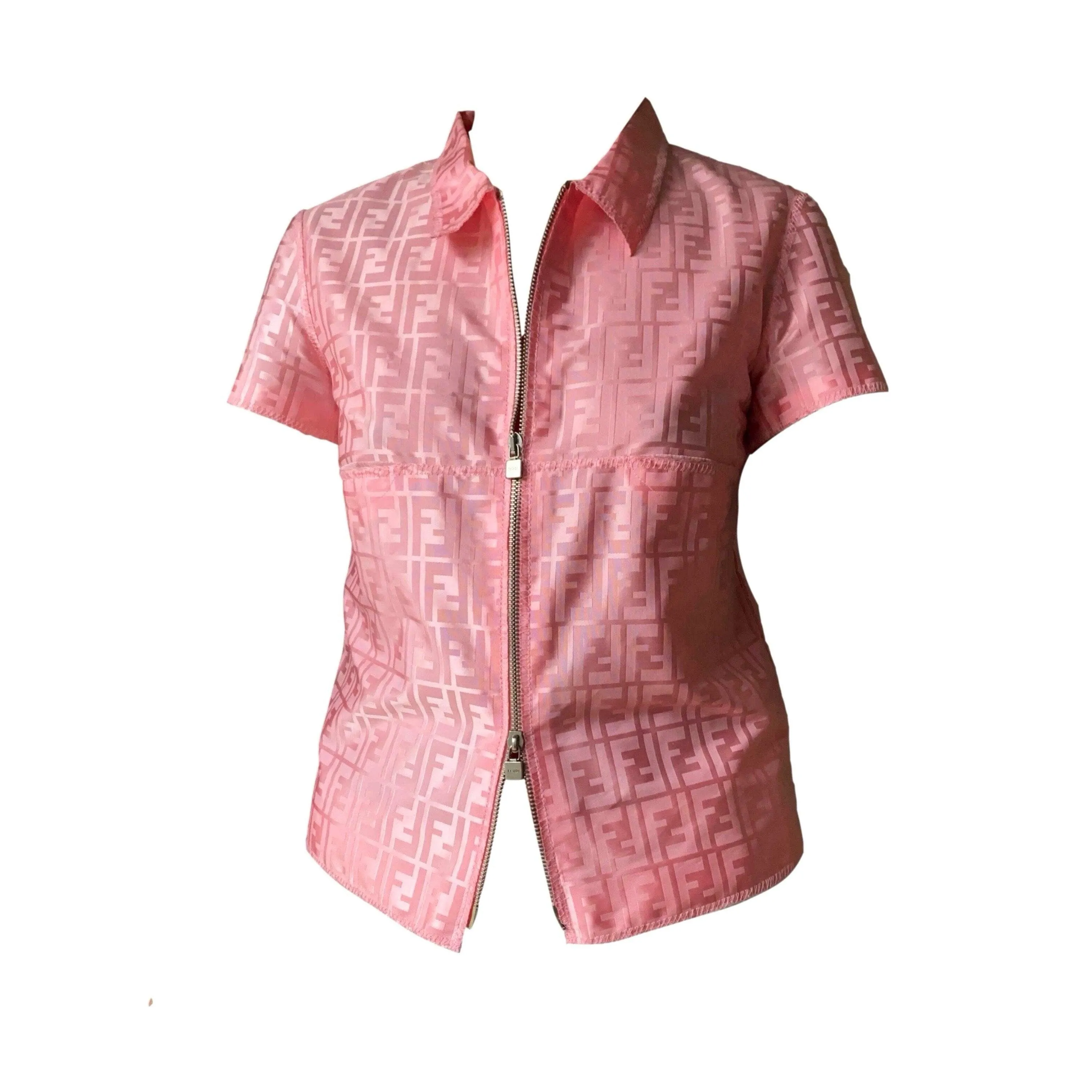 Fendi Pink Nylon Zip Top