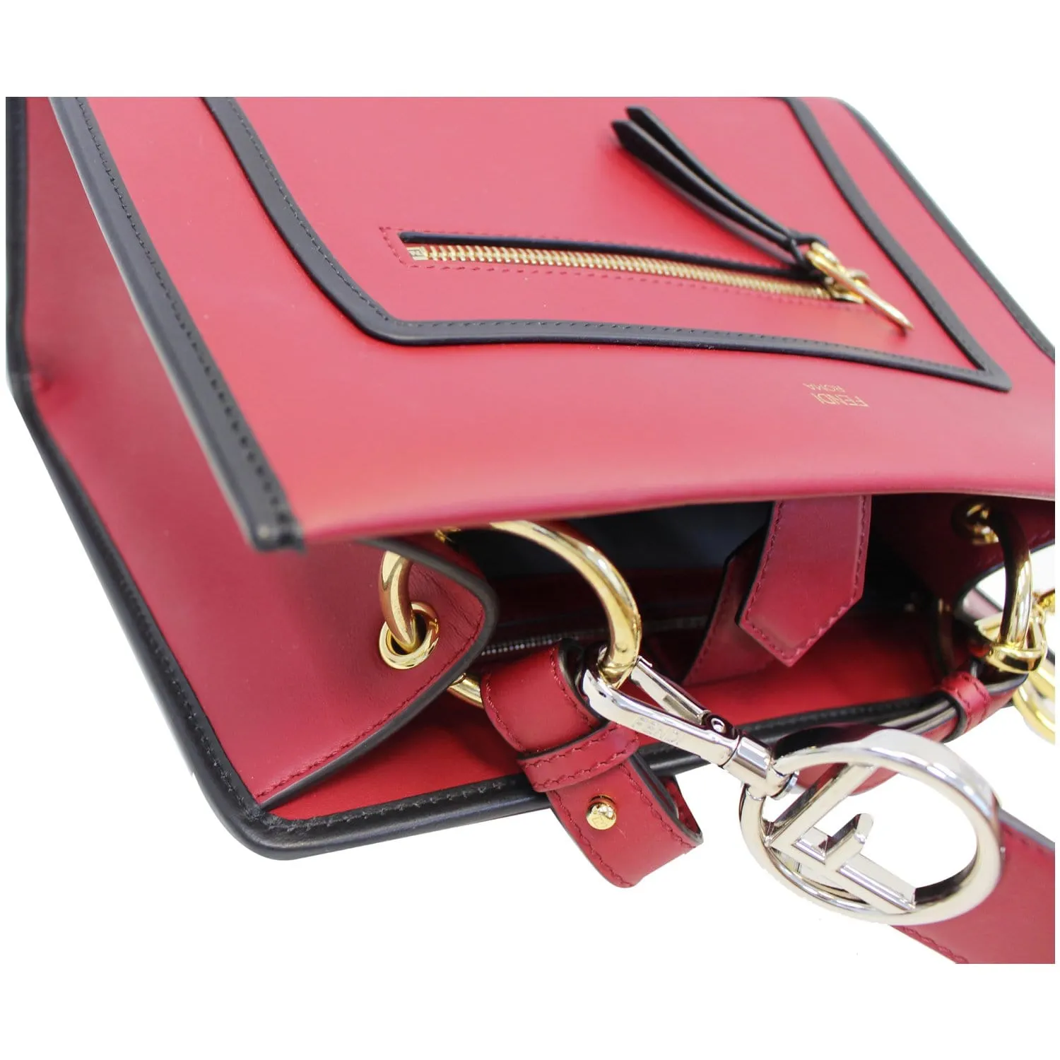 FENDI Runway Leather Tote Shoulder Bag Red