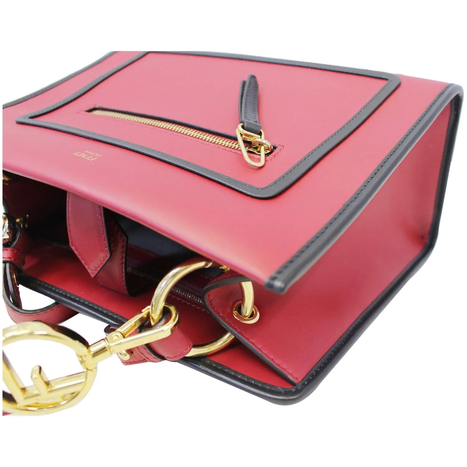 FENDI Runway Leather Tote Shoulder Bag Red