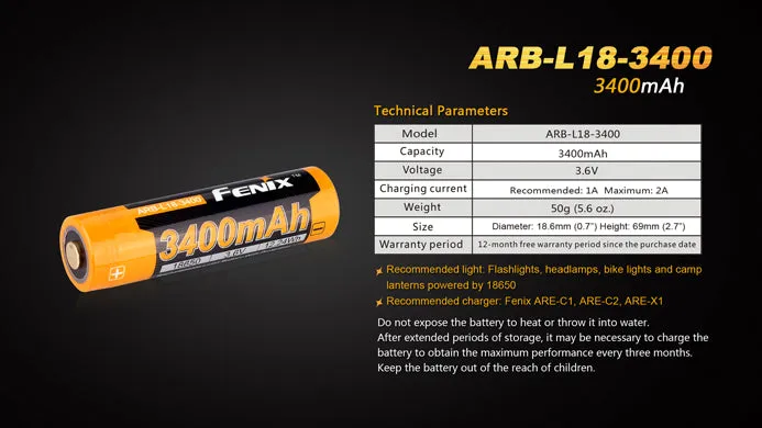 FENIX ARB-L18-3400 18650 Battery