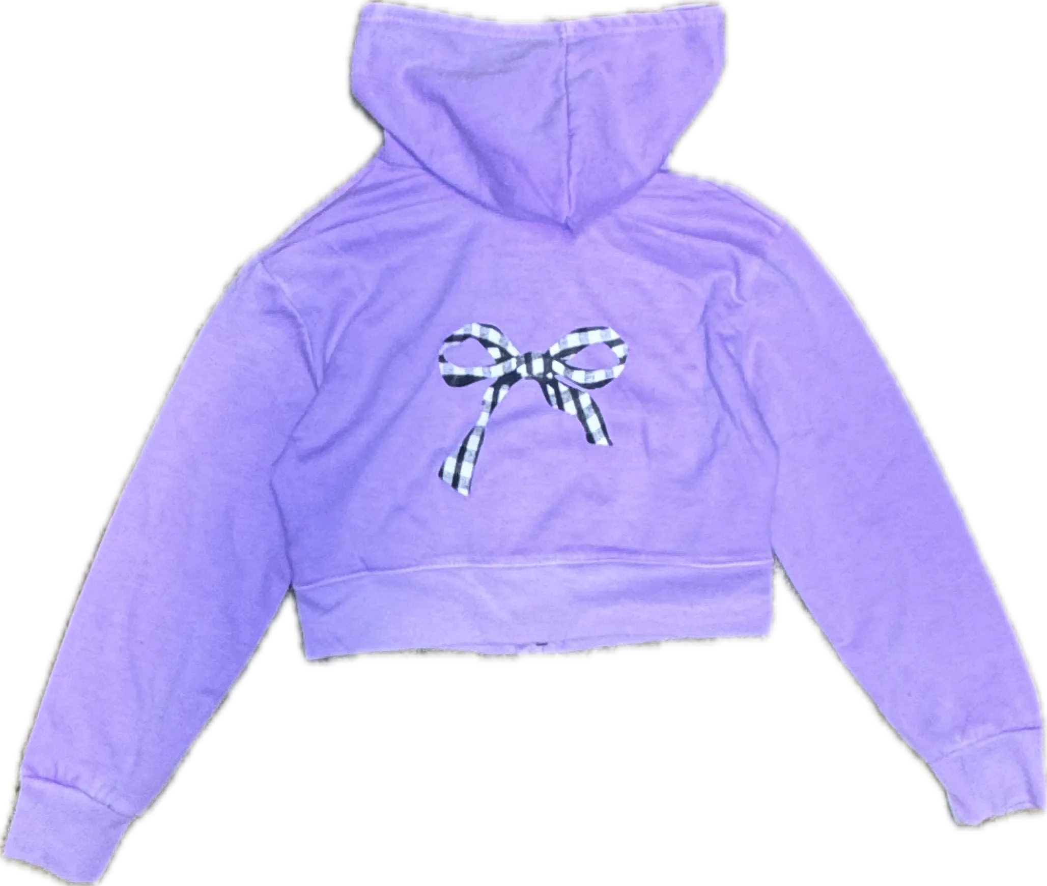 FIREHOUSE- Checkered Bow Zip-Up Hoodie (grape)