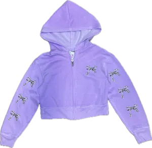 FIREHOUSE- Checkered Bow Zip-Up Hoodie (grape)