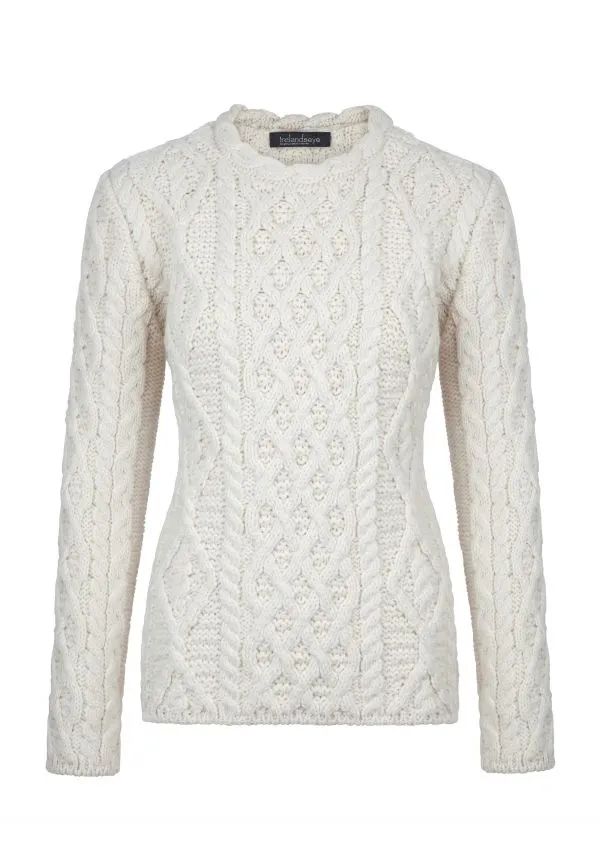 Fisherman Ladies Fitted Aran Crew