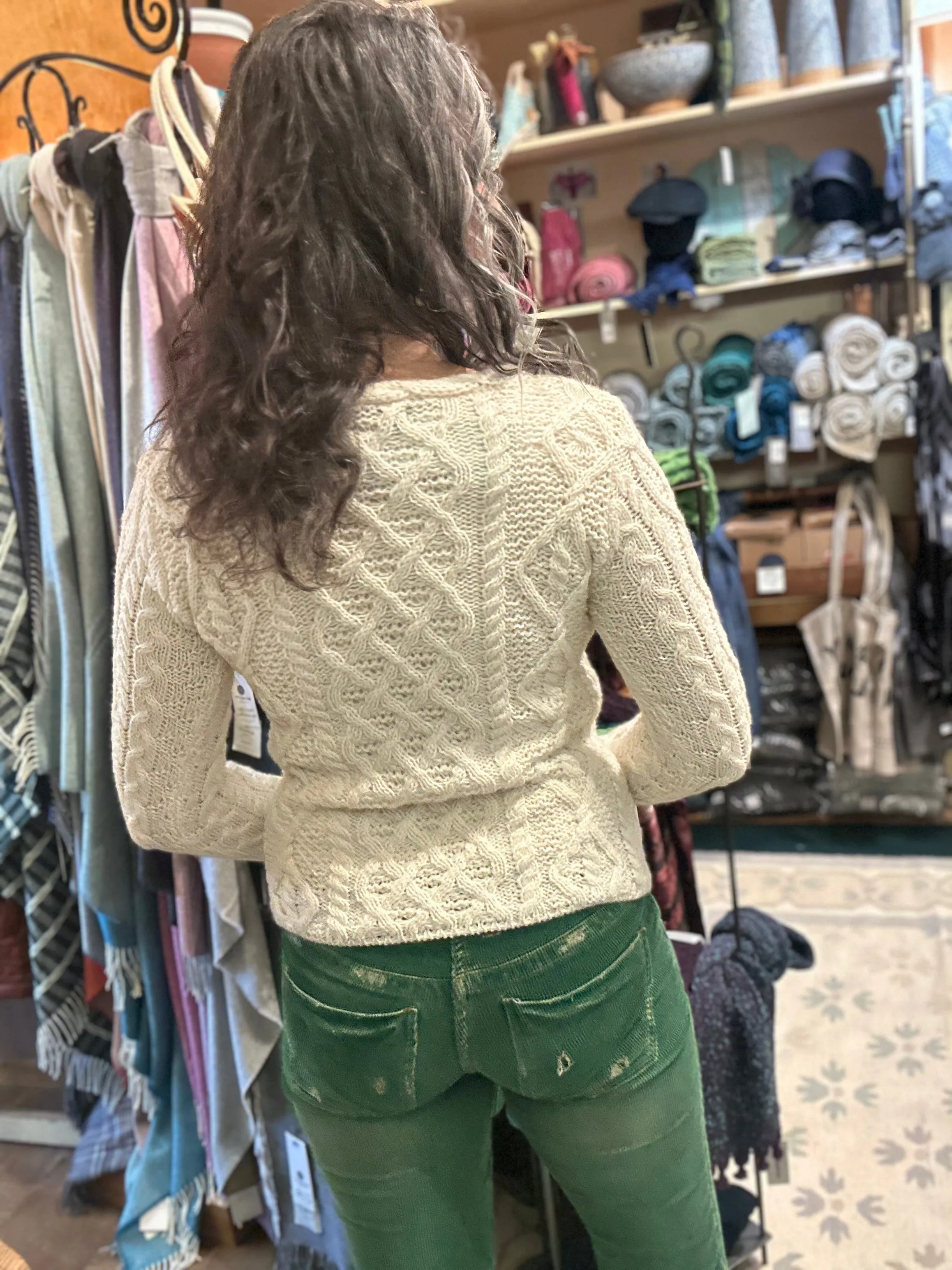Fisherman Ladies Fitted Aran Crew
