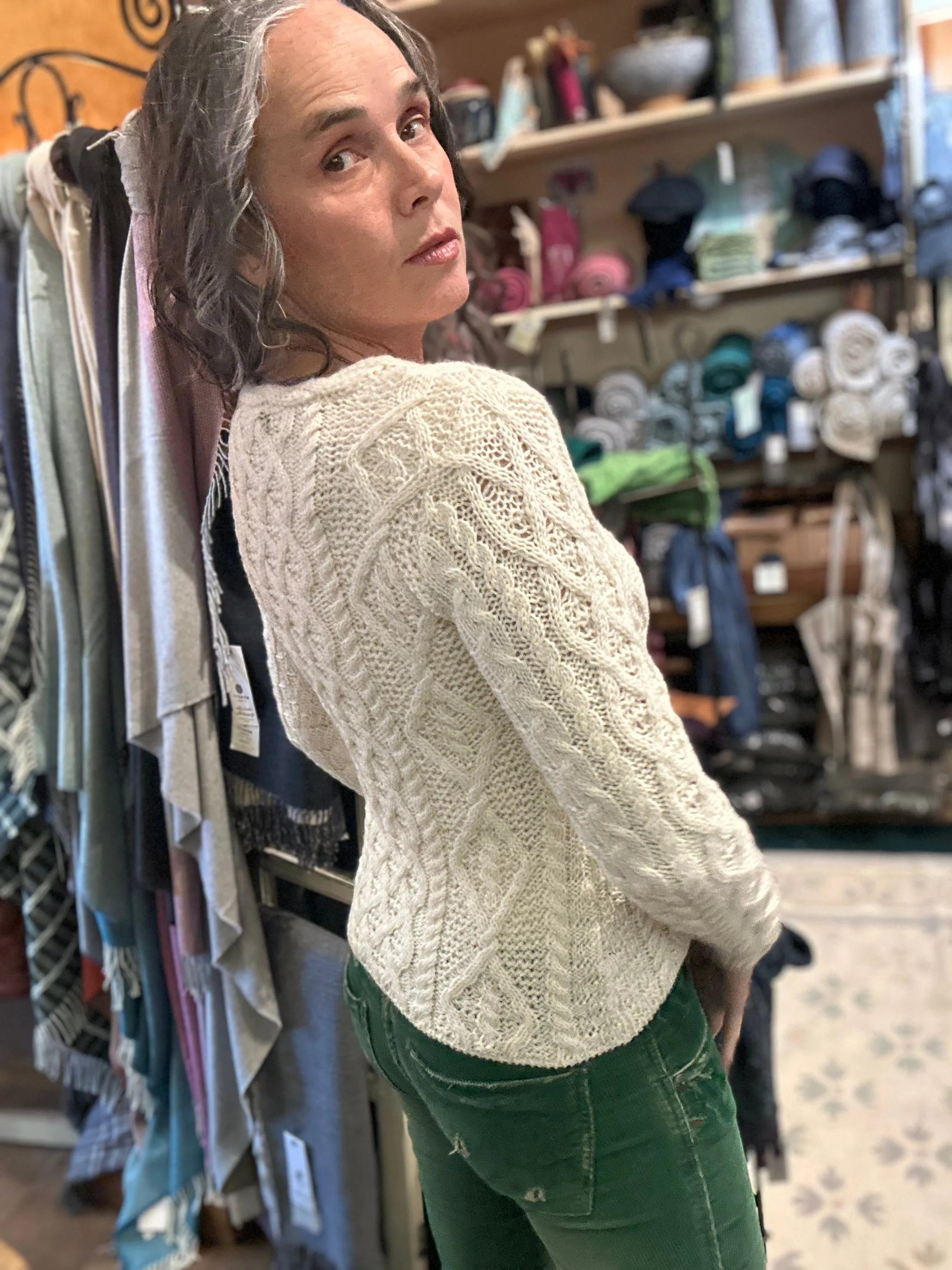 Fisherman Ladies Fitted Aran Crew