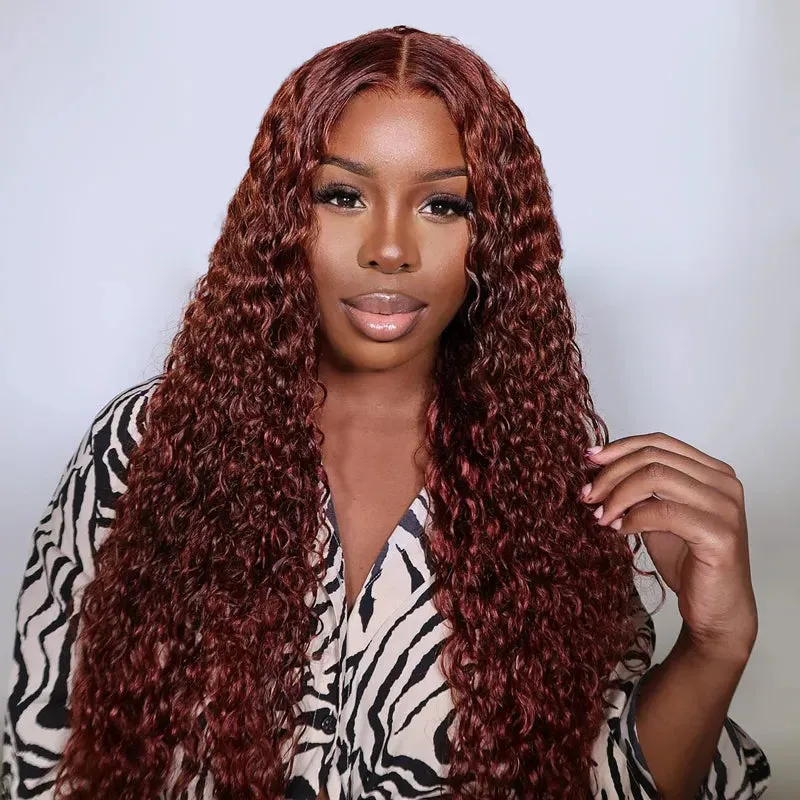 Flash Sale Reddish Brown Invisi-Strap 360 Skin Lace Frontal Glueless Wig Pre-Cut Lace & Pre-Bleached Knots Human Hair