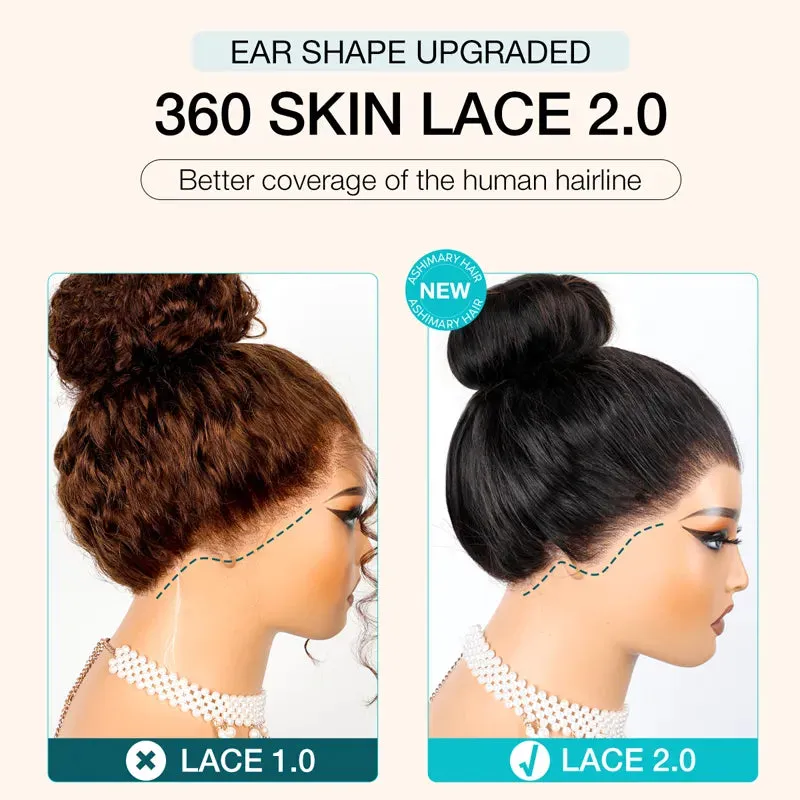 Flash Sale Reddish Brown Invisi-Strap 360 Skin Lace Frontal Glueless Wig Pre-Cut Lace & Pre-Bleached Knots Human Hair