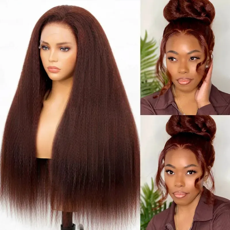 Flash Sale Reddish Brown Invisi-Strap 360 Skin Lace Frontal Glueless Wig Pre-Cut Lace & Pre-Bleached Knots Human Hair