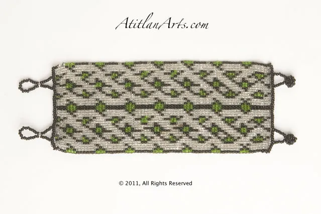 Flat Bracelet Lattice Silver Green