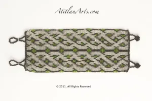 Flat Bracelet Lattice Silver Green
