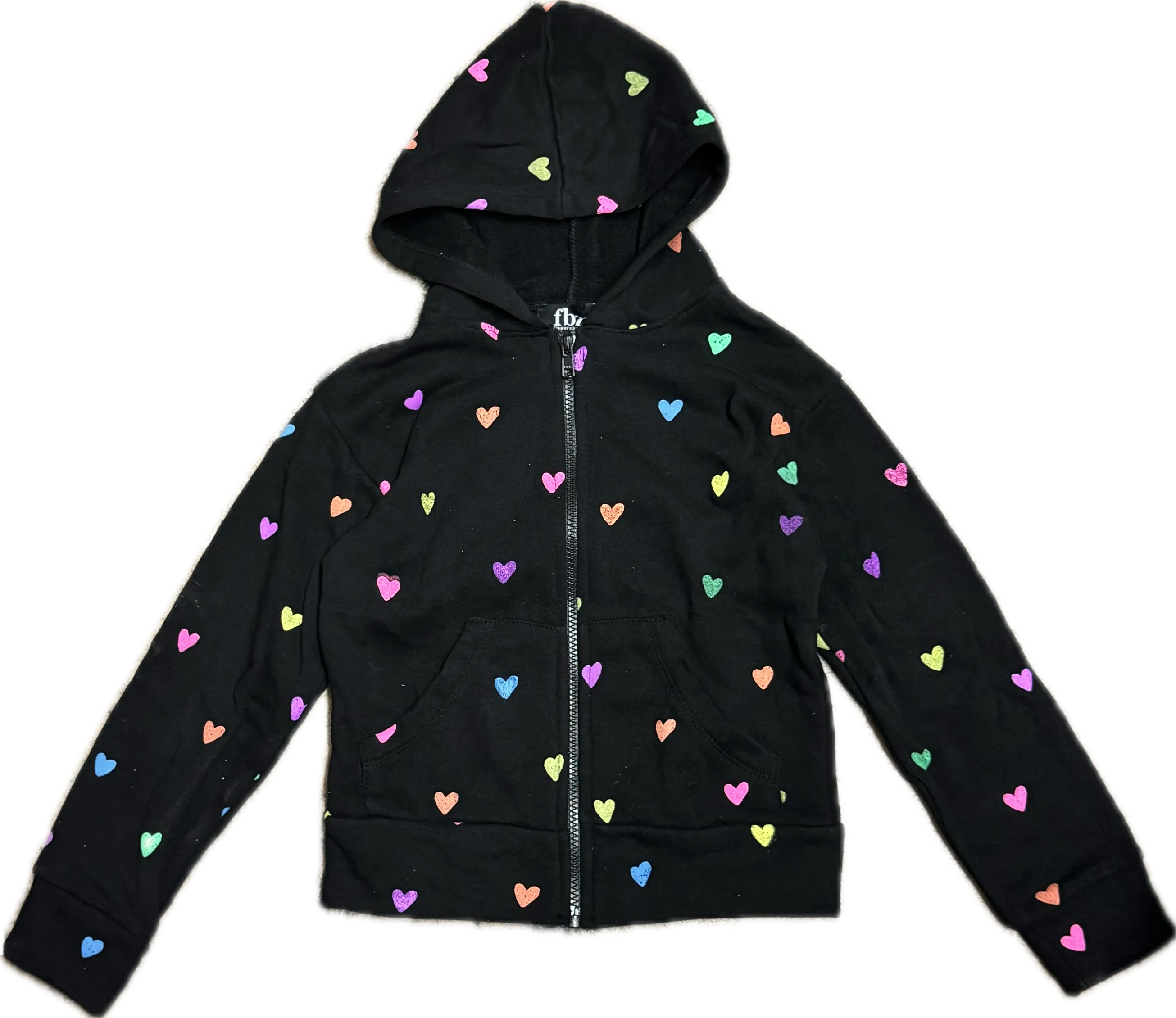 FLOWERS BY ZOE- Multi Heart Zip-Up Hoodie