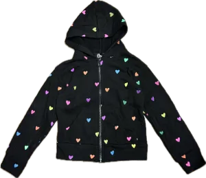 FLOWERS BY ZOE- Multi Heart Zip-Up Hoodie