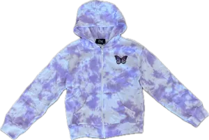 FLOWERS BY ZOE- Tie Dye Butterfly Zip Up Hoodie