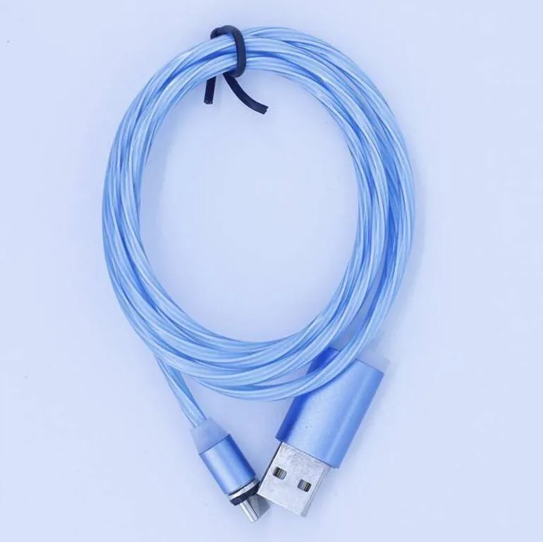 Flowing Light Magnetic USB Charging Cable, Micro usb Cable & USB Type C Cable LED Glow Magnet Charger For iPhone X 8 7 6