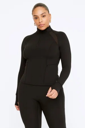 FORMTECH QUARTER ZIP LONG SLEEVE RUNNING TOP - BLACK