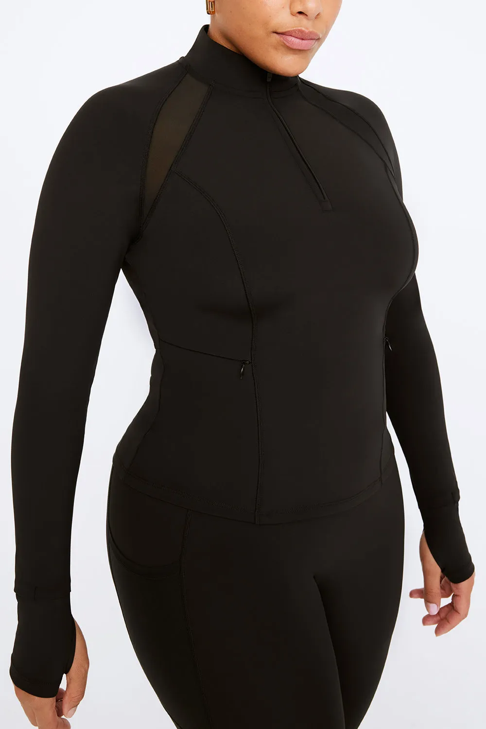 FORMTECH QUARTER ZIP LONG SLEEVE RUNNING TOP - BLACK