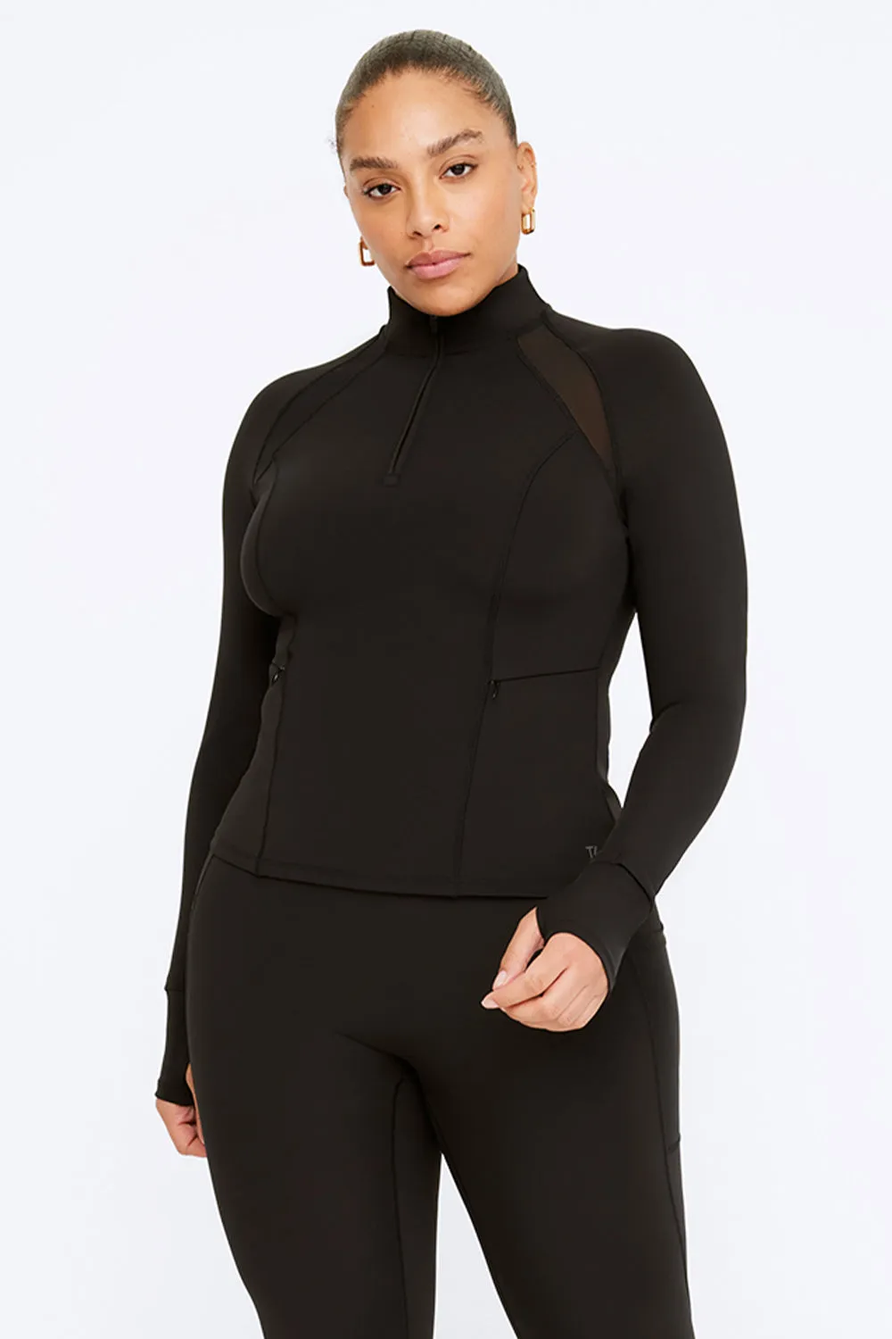 FORMTECH QUARTER ZIP LONG SLEEVE RUNNING TOP - BLACK