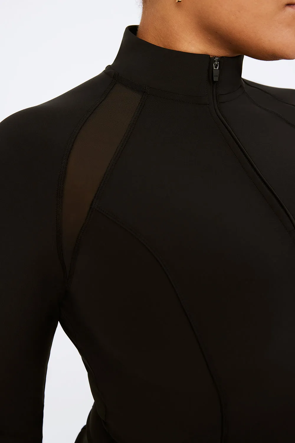 FORMTECH QUARTER ZIP LONG SLEEVE RUNNING TOP - BLACK
