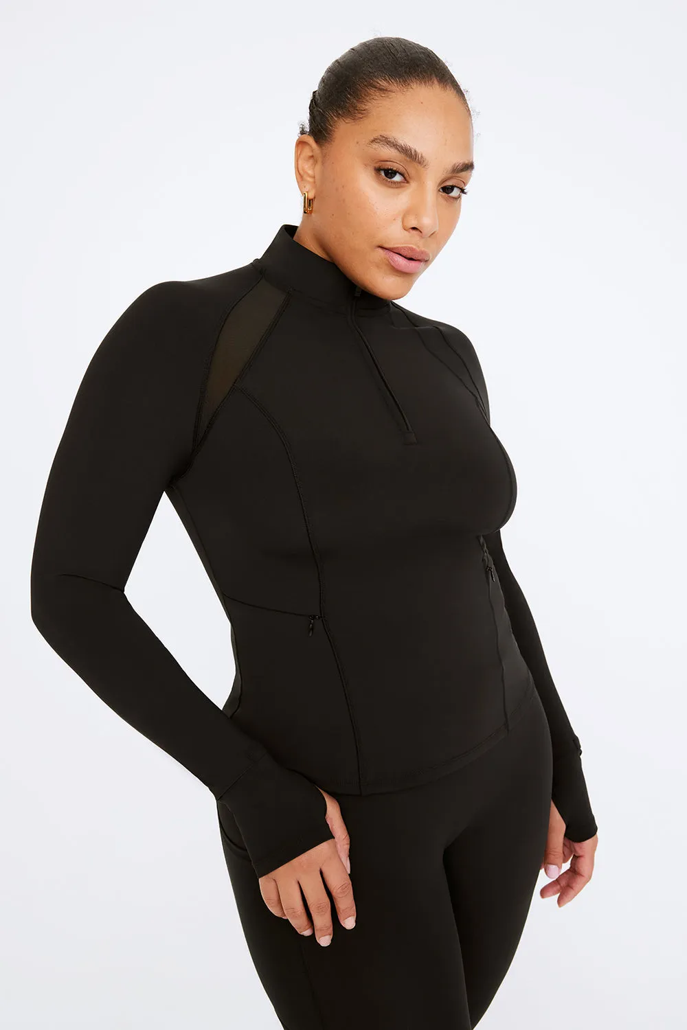 FORMTECH QUARTER ZIP LONG SLEEVE RUNNING TOP - BLACK
