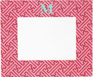 FR-71 - Frame – Chinoiserie Lattice w/ Monogram or Blank – red on hot pink