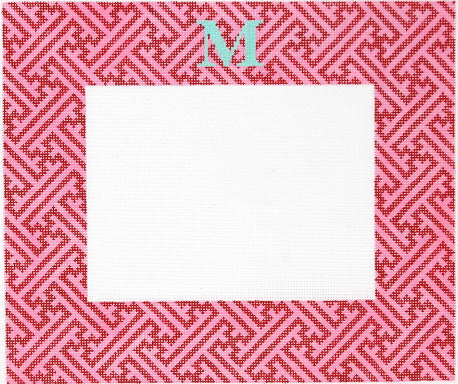 FR-71 - Frame – Chinoiserie Lattice w/ Monogram or Blank – red on hot pink