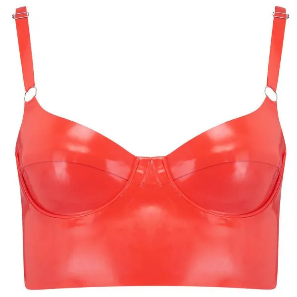 Full Cup Latex Bra - Red -