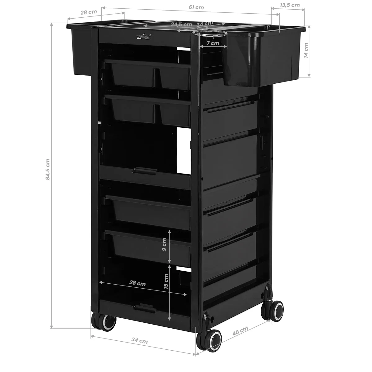 Gabbiano Hairdresser's Trolley 68A Black