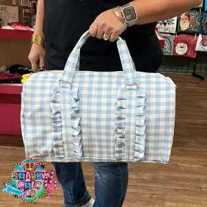 Gingham Ruffle Tote - Blue