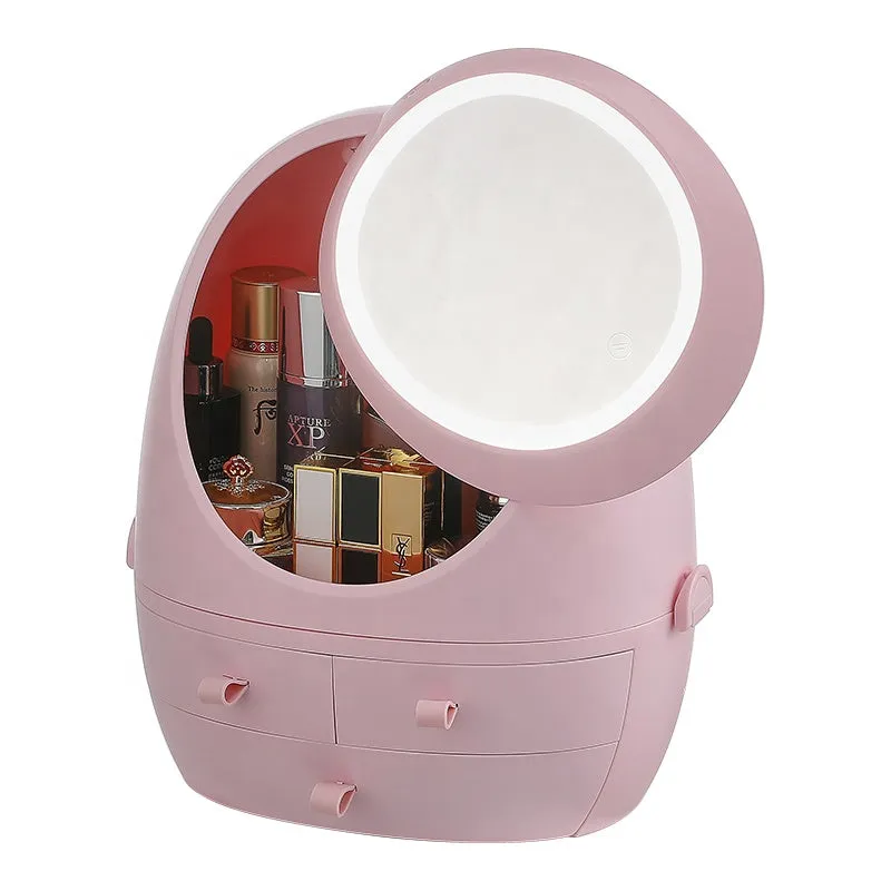 GlamStation LED Mirror Cosmetic Organizer