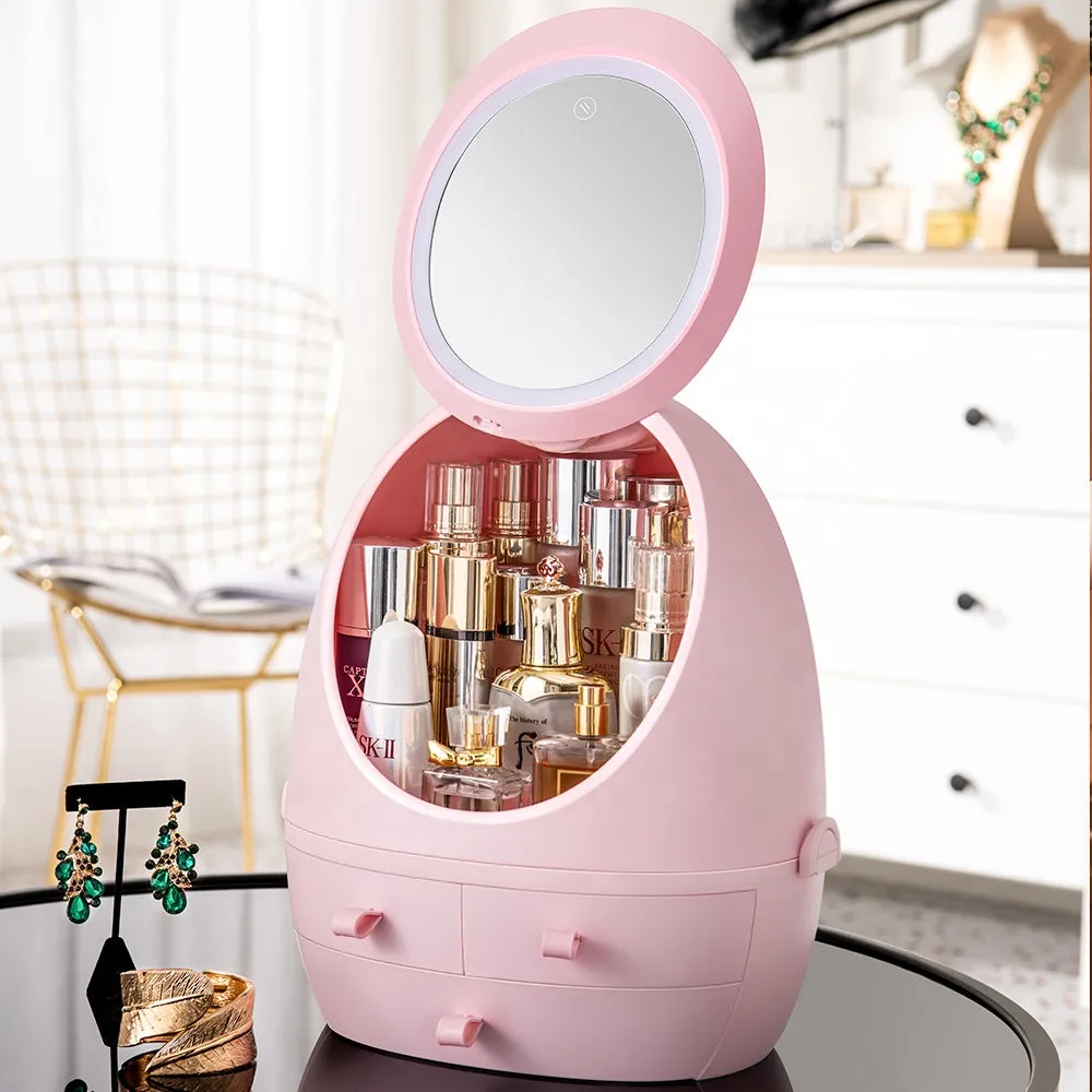 GlamStation LED Mirror Cosmetic Organizer