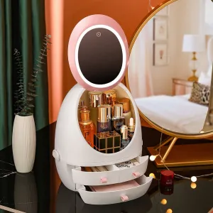 GlamStation LED Mirror Cosmetic Organizer
