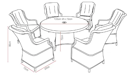 Glendalough 6-Seat Round Set Dark Grey