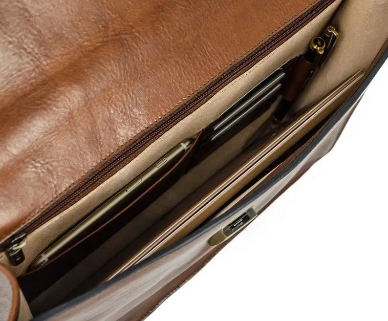 Grand Master Blue Lodge Briefcase - Brown Leather