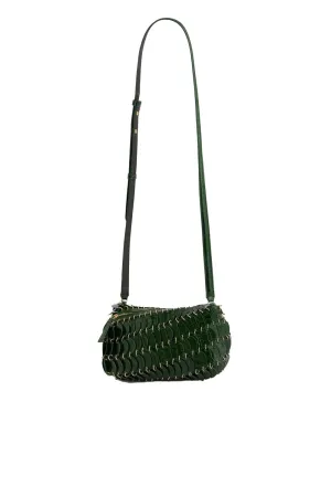 Green Leather Disc Crossbody Bag