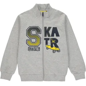 Grey Cotton Zip Up Top