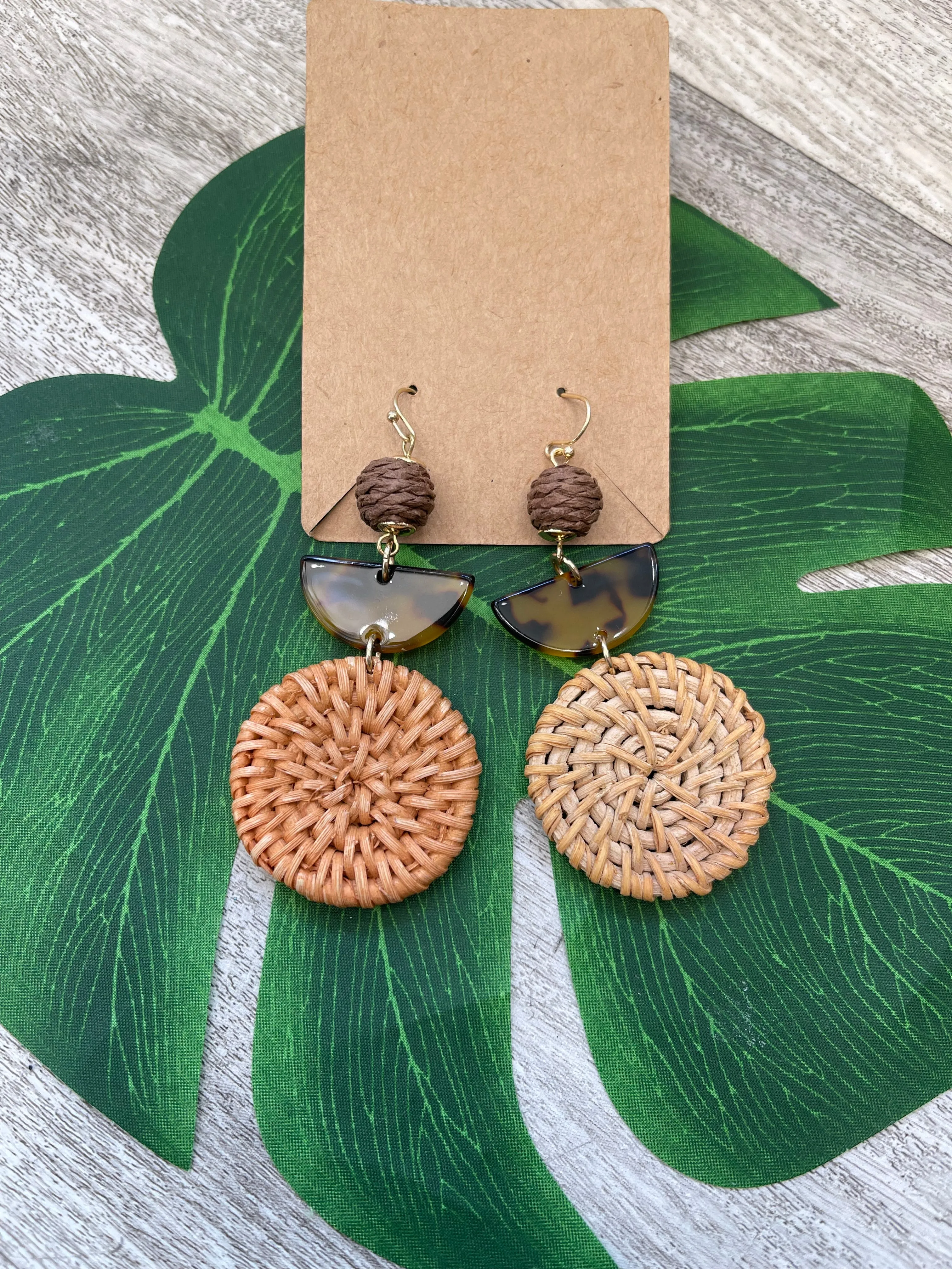 GSA Rattan Circle & Acrylic Earring