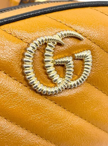 Gucci GG Marmont Matelasse Leather Belt Bag in Cognac
