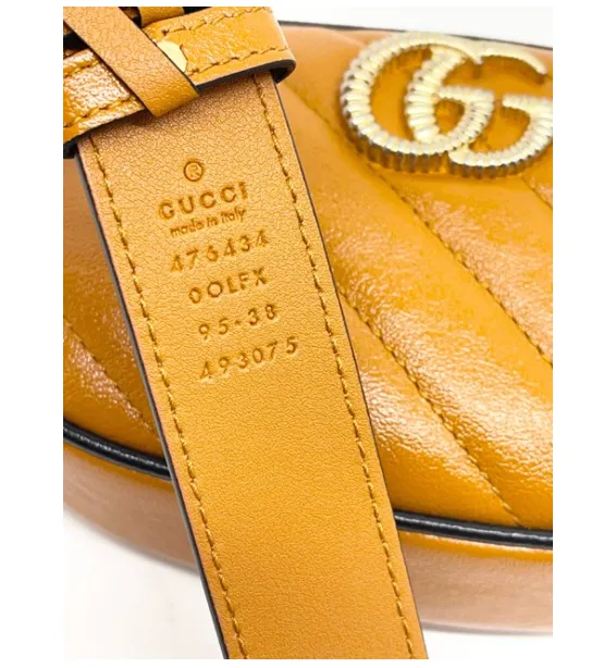 Gucci GG Marmont Matelasse Leather Belt Bag in Cognac