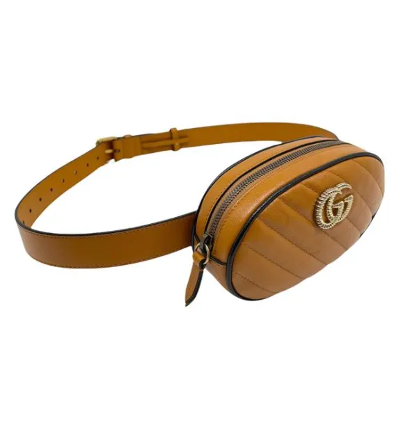 Gucci GG Marmont Matelasse Leather Belt Bag in Cognac
